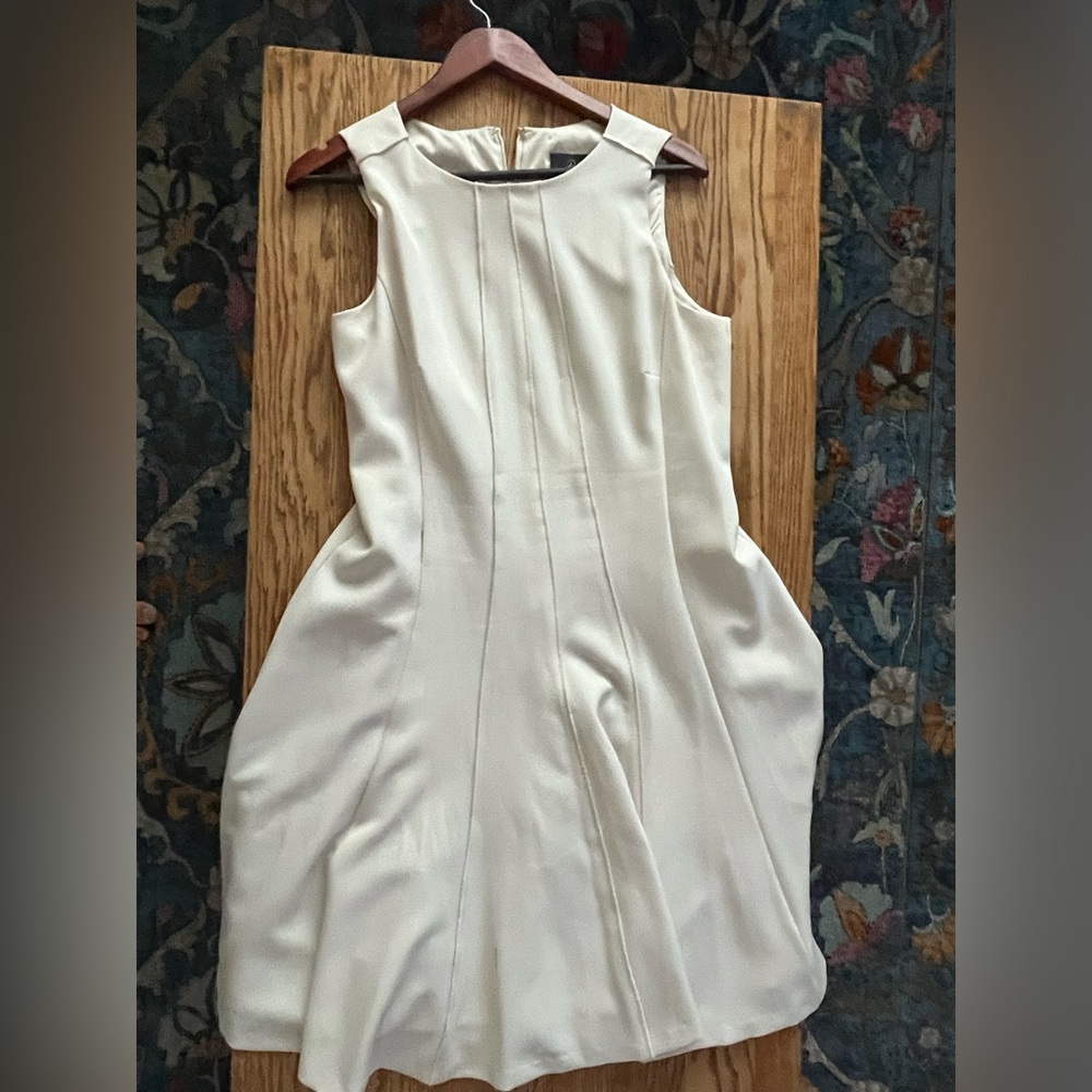 White dress A-line dress white patterned sewing